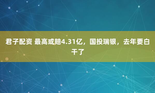 君子配资 最高或赔4.31亿，国投瑞银，去年要白干了